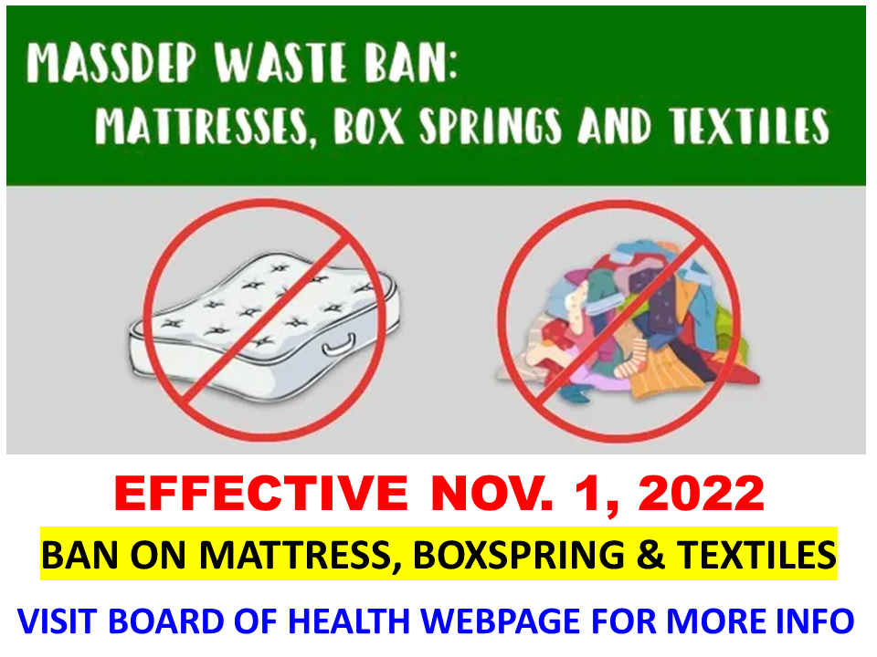 Mass DEP Mattress, Box Spring, Textiles ban on disposal